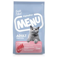 AlphaPet Menu / Сухой корм АльфаПет для взрослых кошек Говядина