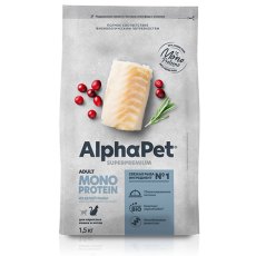 AlphaPet Superpremium Monoprotein / Сухой корм АльфаПет для взрослых кошек Белая рыба