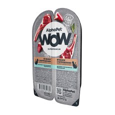 AlphaPet Wow Superpremium / Влажный корм Ламистеры АльфаПет для кошек с Чувствительным пищеварением Ягненок с потрошками (цена за упаковку)