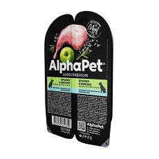 AlphaPet Superpremium / Влажный корм Ламистеры АльфаПет для собак с Чувствительным пищеварением Кролик и яблоко (цена за упаковку)
