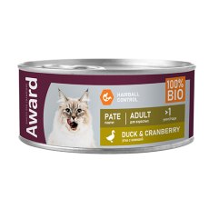 Award Adult / Влажный корм Авард для взрослых кошек Паштет из Утки с клюквой (цена за упаковку)