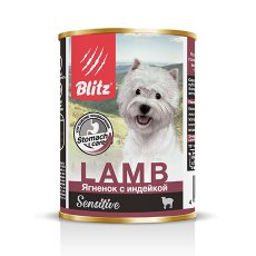 Blitz Sensitive / Консервы Блиц для собак Ягненок с Индейкой (цена за упаковку)
