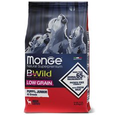 Monge BWild Low Grain Puppy & Junior Deer / Сухой Низкозерновой корм Монж Бивайлд для Щенков всех пород мясо Оленя
