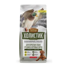 Деревенские лакомства Холистик Премьер / Сухой корм для взрослых собак Средних и Крупных пород Утка с рисом