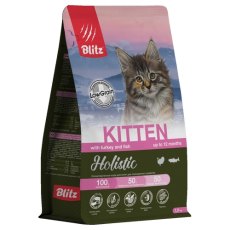 Blitz Holistic Kitten / Полнорационный сухой корм Блиц для котят, беременных и кормящих кошек Индейка и рыба