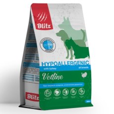 Blitz Vetline Hypoallergenic / Диетический полнорационный сухой корм Блиц для взрослых собак при пищевой аллергии