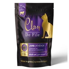 Clan De File / Паучи Клан для взрослых кошек Кусочки в соусе Ягненок с семенами чиа (цена за упаковку)