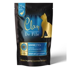 Clan De File / Паучи Клан для взрослых кошек Кусочки в соусе Гусь с клюквой (цена за упаковку)