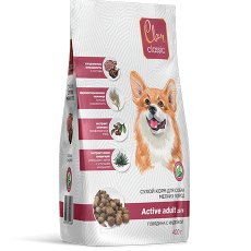 Clan Classic Active Adult 25-16 / Сухой корм Клан для Активных собак Мелких пород Говядина с Индейкой