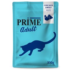Prime Adult Pate Chicken Beef / Паучи Прайм для взрослых кошек Паштет из Курицы и говядины (цена за упаковку)