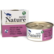 Prime Nature / Консервы Прайм Нейча для взрослых кошек Курица с тунцом в бульоне (цена за упаковку)