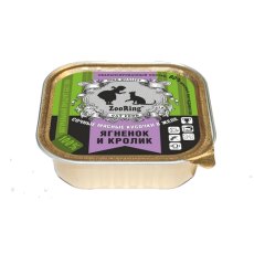 Zooring / Консервы Зооринг для кошек кусочки в желе Ягненок и кролик (цена за упаковку)