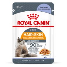 Royal Canin Hair & Skin Care Jelly / Влажный корм (Консервы-Паучи) Роял Канин Хэйр & Скин Кэа для кошек Здоровая кожа и шерсть в Желе (цена за упаковку)