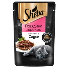 Sheba / Паучи Шеба для кошек Говядина и Кролик ломтики в Соусе (цена за упаковку)