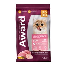 Award Kitten Healthy growth / Сухой корм Авард для Котят от 1 месяца, беременных и кормящих кошек Индейка курица рыбий жир семя льна