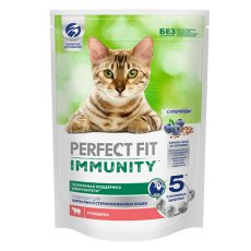 Perfect Fit Immunity / Сухой корм Перфект Фит для кошек для Поддержания иммунитета с Говядиной, семенами льна и голубикой