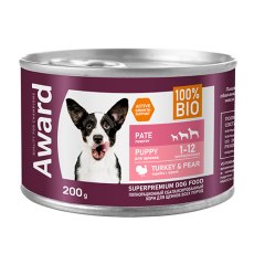 Award Puppy / Влажный корм Авард для Щенков от 1 месяца Паштет из Индейки с грушей (цена за упаковку)