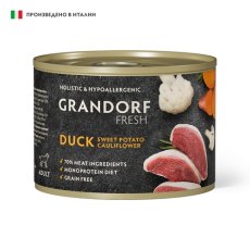Grandorf Fresh Dog Duck Sweet Potato Cauliflower Pate / Консервы Грандорф для собак Паштет из утки с бататом и цветной капустой (цена за упаковку)