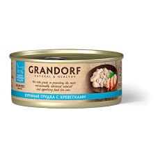 Grandorf Holistic & Hypoallergenic / Консервы Грандорф для кошек Куриная грудка с Креветками (цена за упаковку)
