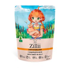 Zillii Sterilized & Light Turkey in jelly / Паучи Зилли для взрослых Стерилизованных кошек Индейка в желе (цена за упаковку)