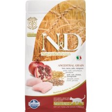 Farmina N&D Ancestral Grain Adult Neutered Chicken Spelt Oats Pomegranate / Сухой Низкозерновой корм Фармина для взрослых Стерилизованных кошек и Кастрированных котов Курица с Гранатом
