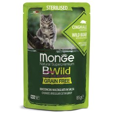 Monge Cat BWild Grain Free Sterilised Wild Boar Vegetables / Влажный Беззерновой корм Монж для Стерилизованных кошек Паучи из мяса Дикого Кабана с овощами (цена за упаковку)