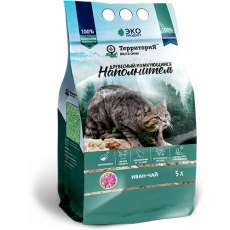 Территория Иван-чай Комкующийся наполнитель для кошачьего туалета Древесный