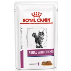 Royal Canin Renal with Chicken / Ветеринарный влажный корм (Консервы-Паучи) Роял Канин Ренал для кошек для поддержания функции почек с Курицей (цена за упаковку)