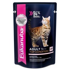 Eukanuba Adult Salmon / Паучи (Влажный корм) Эукануба для взрослых кошек в возрасте от 1 года до 7 лет с Лососем (цена за упаковку)