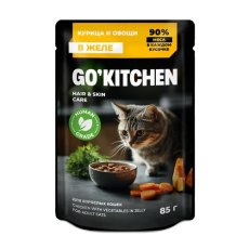 GO KITCHEN / Консервированный корм Гоу Китчен для взрослых кошек курица и овощи в желе (цена за упаковку)