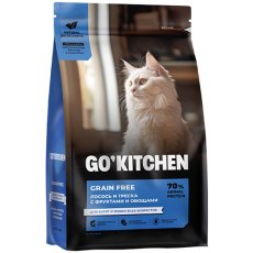 GO KITCHEN Grain Free Salmon&CodFish / Сухой Беззерновой корм Гоу Китчен для Котят и кошек всех возрастов Лосось Треска Фрукты и Овощи