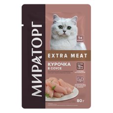 Мираторг Extra Meat / Влажный корм Паучи для Стерилизованных кошек Курочка в соусе (цена за упаковку)