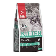 Blitz Kitten Sensitive All Breeds Turkey / Сухой корм Блиц для Котят, беременных и кормящих кошек всех пород Индейка