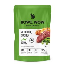 BOWL WOW / Влажный корм Боул Вау для котят и беременных кошек Ягненок с овощами в соусе (цена за упаковку)