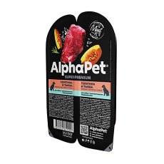 AlphaPet Superpremium / Влажный корм Ламистеры АльфаПет для собак с Чувствительным пищеварением Телятина и тыква (цена за упаковку)