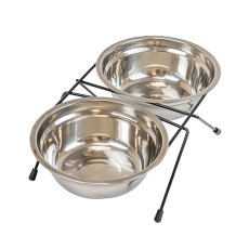 Homepet / Миска Хоумпет для домашних животных Металлическая двойная на подставке