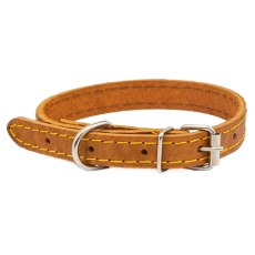 Homepet / Ошейник Хоумпет для собак Кожаный Двухслойный простроченный Янтарь