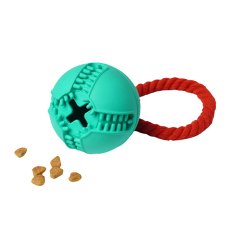 Homepet Silver Series / Игрушка Хоумпет для собак Мяч с канатом с отверстием для лакомств Каучуковый D 7,6 см х 8,2 см