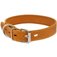 Homepet / Ошейник Хоумпет для собак Кожаный простроченный с тиснением Ромбы Янтарь