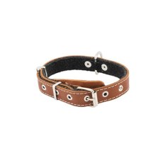Homepet / Ошейник Хоумпет для собак Кожаный с Язычком на фетре простроченный Коричневый