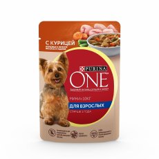 PURINA ONE ADULT / Влажный корм Паучи Пурина УАН для взрослых собак мелких пород с курицей (цена за упаковку)