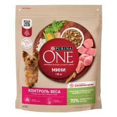 PURINA ONE MINI/ Сухой корм Пурина УАН для взрослых собак мелких пород при склоннности к набору веса с индейкой