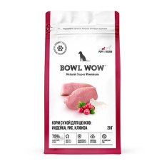 BOWL WOW Puppy Medium / Сухой корм Боул Вау для Щенков Средних пород Индейка рис клюква