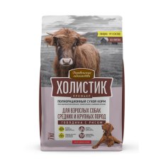 Деревенские лакомства Холистик Премьер / Сухой корм для взрослых собак Средних и Крупных пород Говядина с рисом