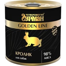 Четвероногий Гурман Golden Line / Консервы Золотая линия для собак Кролик натуральный в желе (цена за упаковку)