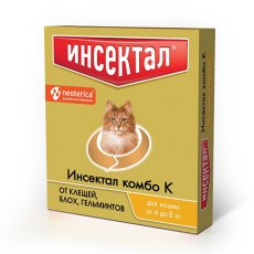 Инсектал комбо К / Капли от Клещей, Блох и Гельминтов для кошек весом 4 - 8 кг