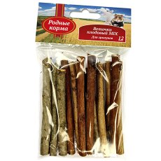 Родные Корма / Веточки Плодовый MIX для Грызунов Малина Смородина и Черноплодная рябина 10 см х 12 шт