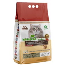 Homecat Ecoline / Комкующийся наполнитель Хоумкэт для кошачьего туалета Древесный в гранулах