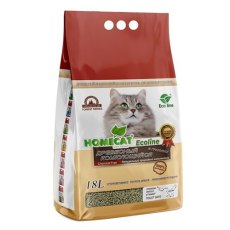 Homecat Ecoline / Комкующийся наполнитель Хоумкэт для кошачьего туалета Древесный в гранулах