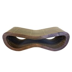 Homecat Clawsworld / Когтеточка Хоумкэт для кошек Гофрокартон с деревянным ободком цвет бук